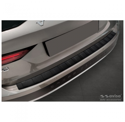 Protector de parachoques trasero de acero inoxidable negro mate adecuado para Volvo V90 9/2016- 'Ribs'