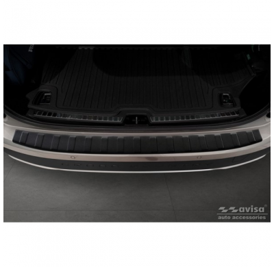 Protector de parachoques trasero de acero inoxidable negro mate adecuado para Volvo V90 9/2016- 'Ribs'