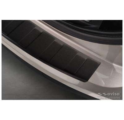 Protector de parachoques trasero de acero inoxidable negro mate adecuado para Volvo V90 9/2016- 'Ribs'