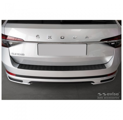 Protector de parachoques trasero de acero inoxidable negro mate adecuado para Skoda Superb III Combi 2015-2019 y Facelift 2019-