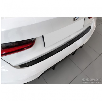Protector de parachoques trasero de acero inoxidable negro mate adecuado para BMW Serie 3 G20 Sedán M-Package 2019- 'Ribs'