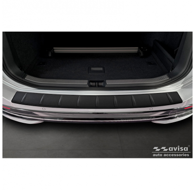 Protector de parachoques trasero de acero inoxidable negro mate apto para Volkswagen Passat Variant (CJ5) 2023- 'Ribs'