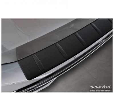 Protector de parachoques trasero de acero inoxidable negro mate apto para Volkswagen Passat Variant (CJ5) 2023- 'Ribs'