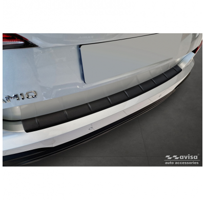 Protector de parachoques trasero de acero inoxidable negro mate apto para Skoda Kamiq Facelift 2024- 'Ribs'