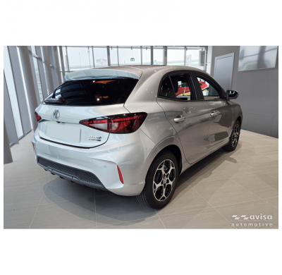 Protector de parachoques trasero de acero inoxidable negro mate Avisa adecuado para MG 3 III 2024 - 'Ribs'