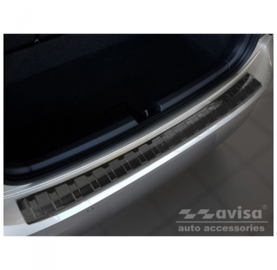 Protector de parachoques trasero de acero inoxidable negro valido para Volkswagen Polo VI 5 puertas 2017- 'Ribs'