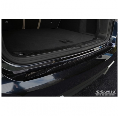 Protector de parachoques trasero de acero inoxidable negro valido para BMW iX3 (G08) 2020- 'Ribs'