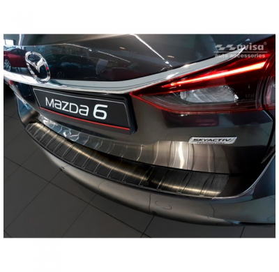 Protector negro acero paragolpes trasero Mazda 6 III (GJ) Sedan 2012- 'Ribs' 'Long'