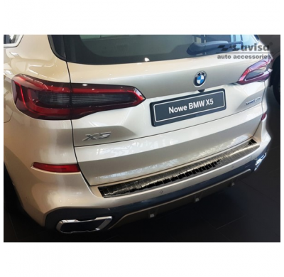 Protector negro acero paragolpes trasero BMW X5 (G05) M-Package 2018- 'Ribs'