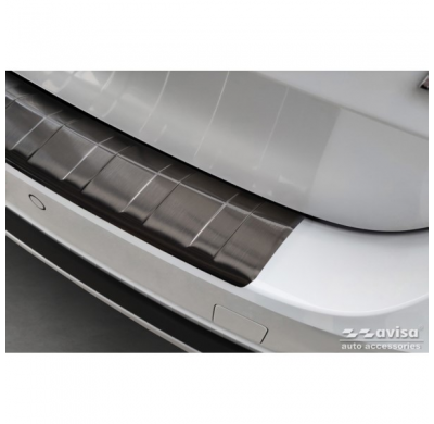 Protector de parachoques trasero de acero inoxidable negro apto para Skoda Octavia Scout (NX5) 2020- 'Ribs'