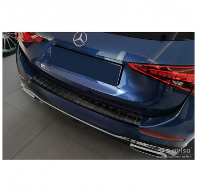 Protector de paragolpes trasero de acero inoxidable negro apto para Mercedes Clase C AMG Estate S206 2021- 'Ribs' AVISA