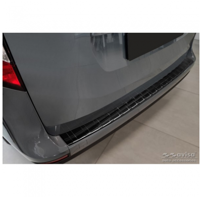 Protector de paragolpes trasero de acero inoxidable negro para Mercedes Citan (W420) Furgón/Tourer 2021- 'Ribs'