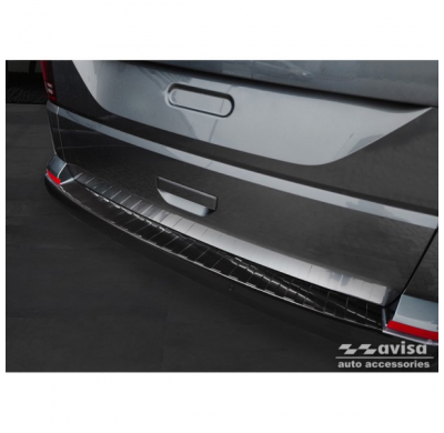 Protector de parachoques trasero de acero inoxidable negro valido para Volkswagen Caravelle T6 2015- & FL 2019- (con portón tras