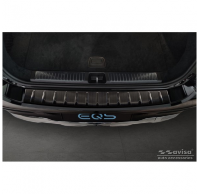 Protector de parachoques trasero de acero inoxidable negro apto para Mercedes EQS SUV (X296) 2022- 'Ribs'