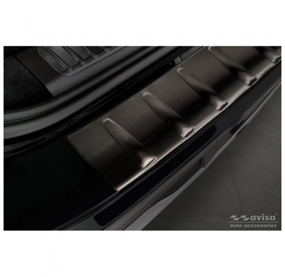 Protector de parachoques trasero de acero inoxidable negro apto para Mercedes EQS SUV (X296) 2022- 'Ribs'