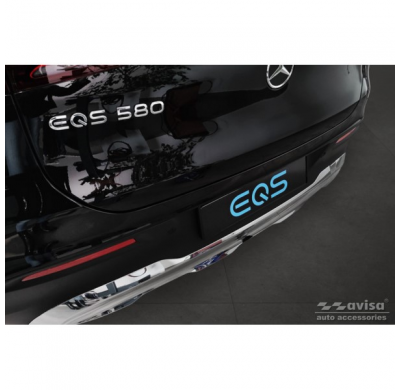 Protector de parachoques trasero de acero inoxidable negro apto para Mercedes EQS SUV (X296) 2022- 'Ribs'