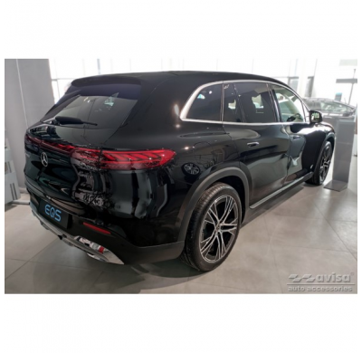 Protector de parachoques trasero de acero inoxidable negro apto para Mercedes EQS SUV (X296) 2022- 'Ribs'