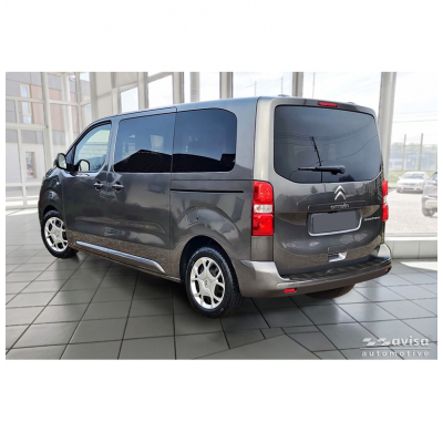 Protector de parachoques trasero de acero inoxidable negro Avisa adecuado para Citroën Space Tourer y Jumpy 2016- / Peugeot Trav