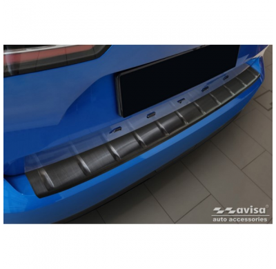 Protector de parachoques trasero de acero inoxidable negro apto para Opel Astra L Sportstourer 2022- 'Ribs'