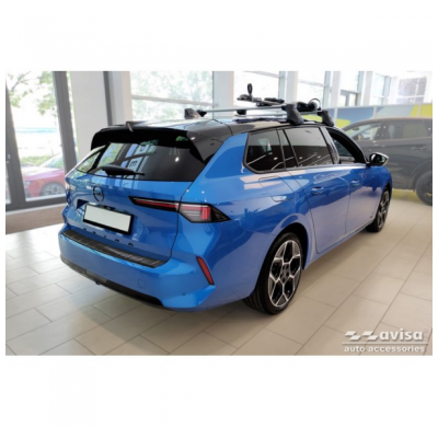 Protector de parachoques trasero de acero inoxidable negro apto para Opel Astra L Sportstourer 2022- 'Ribs'