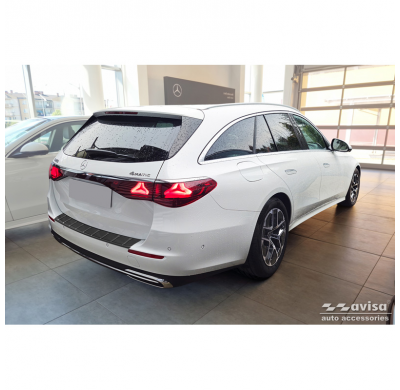 Protector de parachoques trasero de acero inoxidable negro apto para Mercedes Clase E (S214) Estate 2023 - 'Ribs'