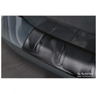 Protector de parachoques trasero de acero inoxidable negro apto para Ford Transit Custom 2023- 'Ribs'