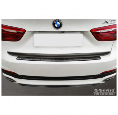 Protector de parachoques trasero de acero inoxidable negro adecuado para BMW X6 F16 2014-2019 'Ribs' excl. Paquete M