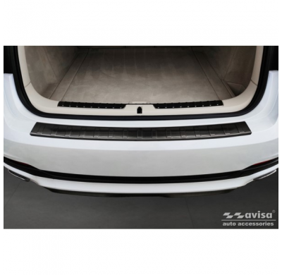 Protector de parachoques trasero de acero inoxidable negro adecuado para BMW X6 F16 2014-2019 'Ribs' excl. Paquete M
