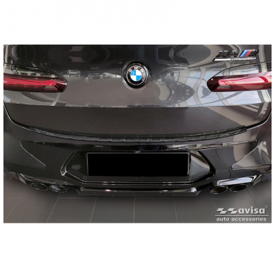 Protector de parachoques trasero de acero inoxidable negro apto para BMW X4 G02/F98 M Competition Facelift 2021- 'Ribs'