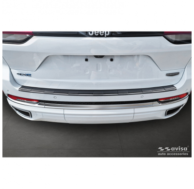 Protector de parachoques trasero de acero inoxidable negro apto para Jeep Grand Cherokee V (WL) 2022- 'Ribs'
