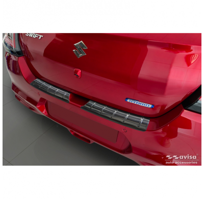 Protector de parachoques trasero de acero inoxidable negro apto para Suzuki Swift VI 2024 - 'Ribs'