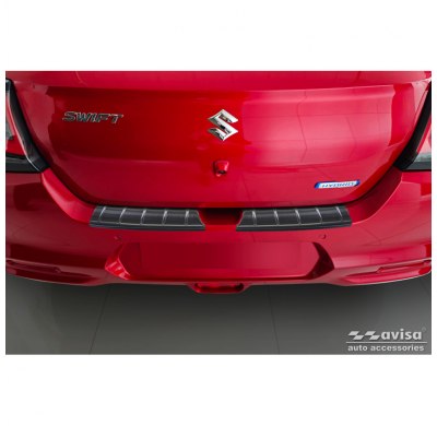 Protector de parachoques trasero de acero inoxidable negro apto para Suzuki Swift VI 2024 - 'Ribs'