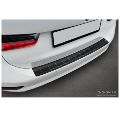 Protector de parachoques trasero de acero inoxidable negro adecuado para BMW Serie 3 G21 Touring 2019-2022 'Ribs'