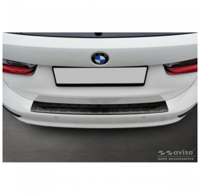 Protector de parachoques trasero de acero inoxidable negro adecuado para BMW Serie 3 G21 Touring 2019-2022 'Ribs'