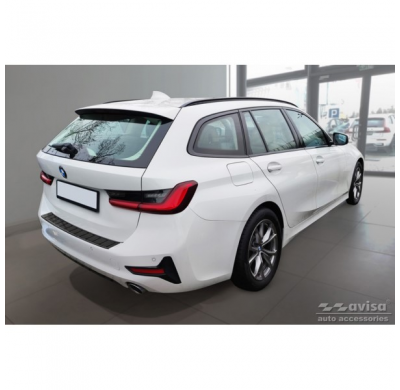 Protector de parachoques trasero de acero inoxidable negro adecuado para BMW Serie 3 G21 Touring 2019-2022 'Ribs'