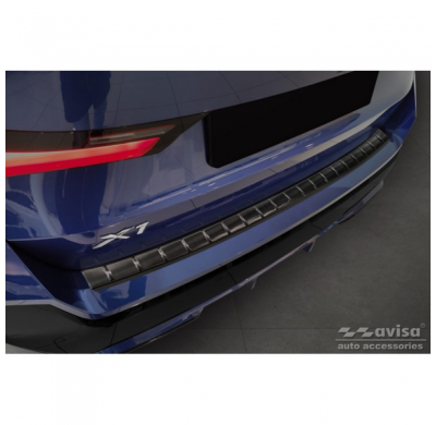 Protector de parachoques trasero de acero inoxidable negro apto para BMW X1 U11 M-Sport 2022- 'Ribs'
