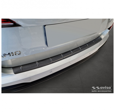 Protector de parachoques trasero de acero inoxidable negro apto para Skoda Kamiq Facelift 2023- 'Ribs'