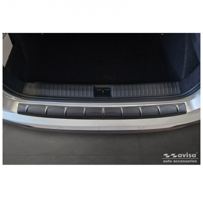 Protector de parachoques trasero de acero inoxidable negro apto para Skoda Kamiq Facelift 2023- 'Ribs'