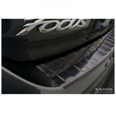 Protector de parachoques trasero de acero inoxidable negro apto para Ford Focus III HB Facelift 2014-2018 y Fiësta 2017-2023 'Ri