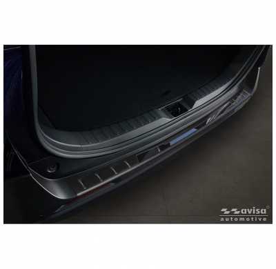 Protector de parachoques trasero Avisa de acero inoxidable negro, compatible con Toyota RAV4 V (XA50) 2018 (incluye híbrido ench