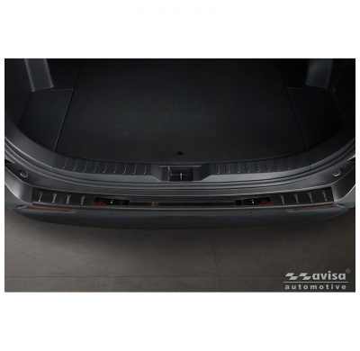 Protector de parachoques trasero Avisa de acero inoxidable negro, compatible con Toyota RAV4 V (XA50) 2018 (incluye híbrido ench