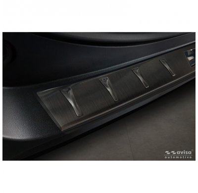 Protector de parachoques trasero Avisa de acero inoxidable negro, compatible con Toyota RAV4 V (XA50) 2018 (incluye híbrido ench