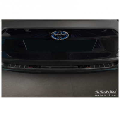 Protector de parachoques trasero Avisa de acero inoxidable negro, compatible con Toyota RAV4 V (XA50) 2018 (incluye híbrido ench