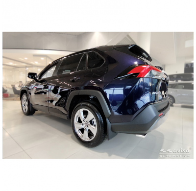 Protector de parachoques trasero Avisa de acero inoxidable negro, compatible con Toyota RAV4 V (XA50) 2018 (incluye híbrido ench