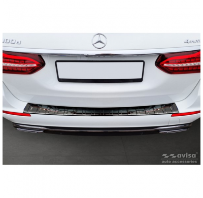 Protector de parachoques trasero de acero inoxidable Black Mirror para Mercedes Clase E Estate S213 2016- (incl. E53 AMG) 'Ribs'