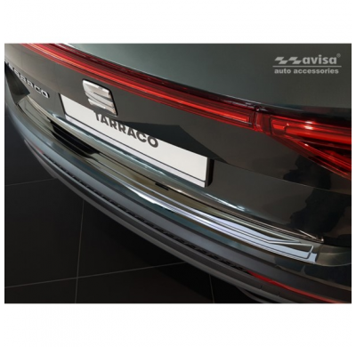 Protector Negro Espejo Acero Paragolpes Trasero Seat Tarraco 2019-