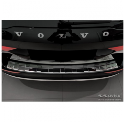 Protector de parachoques trasero de acero inoxidable negro-cromado adecuado para Volvo V60 II / V60 II Cross Country 2018- & V60