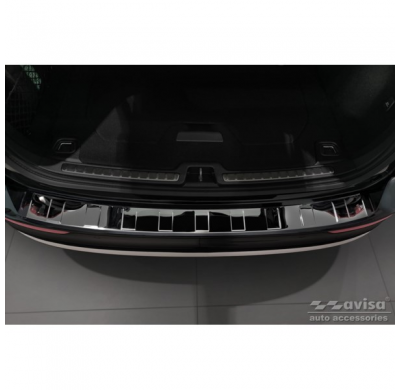 Protector de parachoques trasero de acero inoxidable negro-cromado adecuado para Volvo V60 II / V60 II Cross Country 2018- & V60