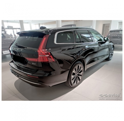 Protector de parachoques trasero de acero inoxidable negro-cromado adecuado para Volvo V60 II / V60 II Cross Country 2018- & V60