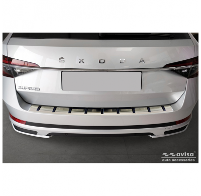 Protector de parachoques trasero de acero inoxidable adecuado para Skoda Superb III Combi 2015-2023 incl. Scout 'STRONG EDITION'